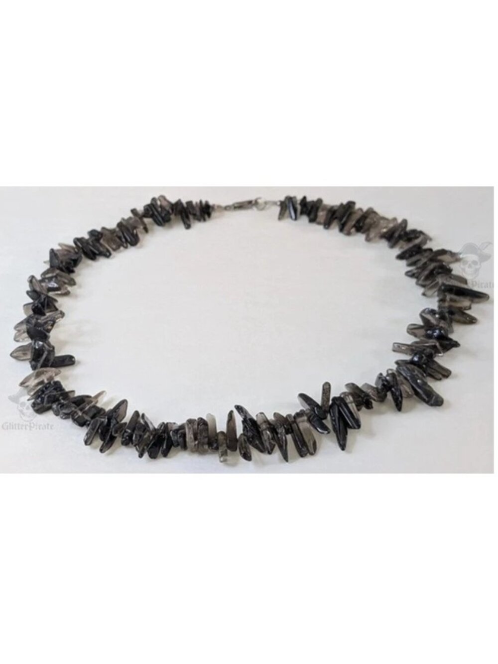Natural Smoky Quartz Top-Drilled Stick Bead Fringe Necklace – 925 Silver